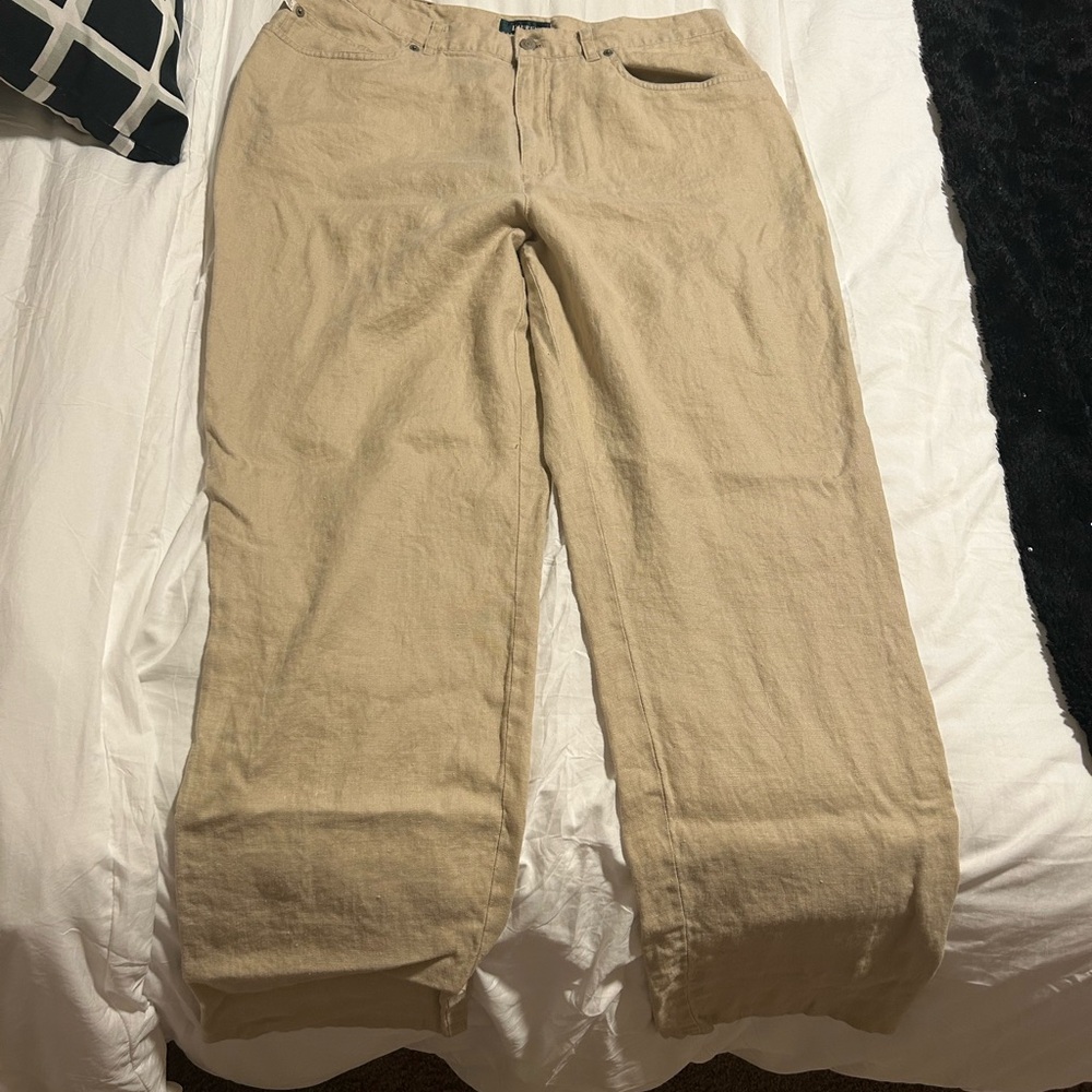Lauren Ralph Lauren Tan Jean Style  it Linen Straight-Leg